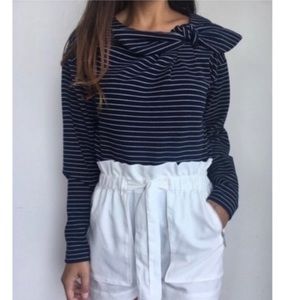 Banana Republic Navy Stripe Breton Top with Bow S